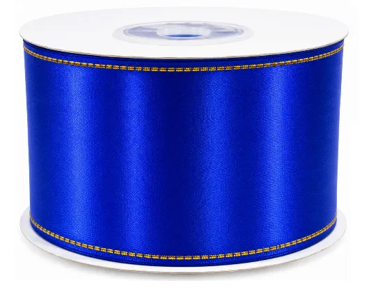 CINTA TELA BORDE DORADO 40 MM*30 AZUL REY
