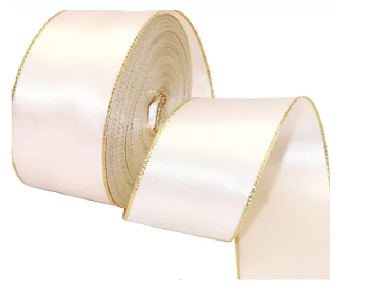 CINTA TELA BORDE DORADO 40 MM*30 BEIGE