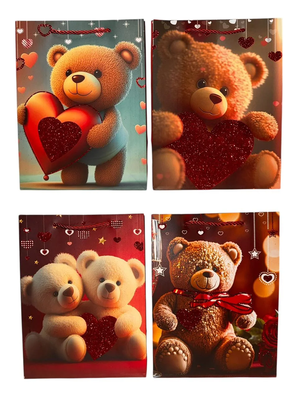 Bolsa Premium Oso Corazon Glitter XL
